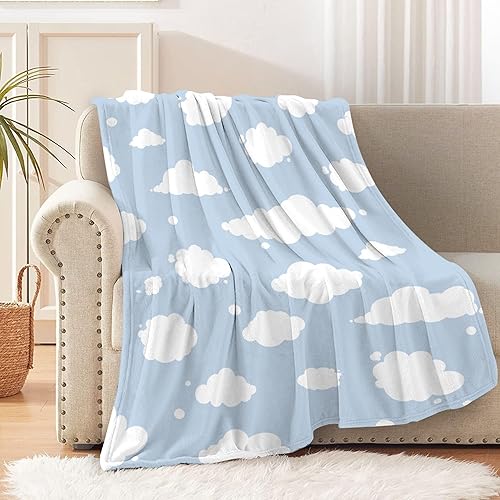 Miniatura 7 de Sumedha Manta de nube, regalo azul y blanco para niñas y niños, forro polar ligero súper suave adecuado para sofá, sillas, cama, 120 x 90 pulgadas
