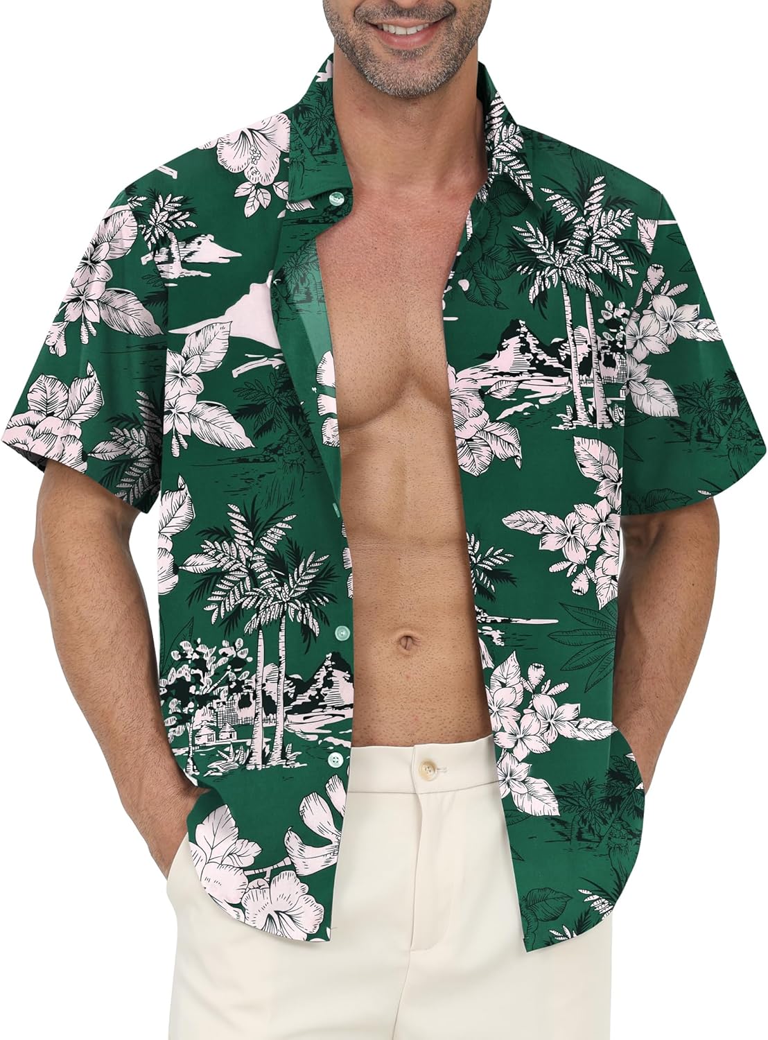 Mens Hawaiian Shirts Short Sleeve Button Up Beach Vacation Summer Tropical Print Aloha Shirt Chemise hawaïenne Homme