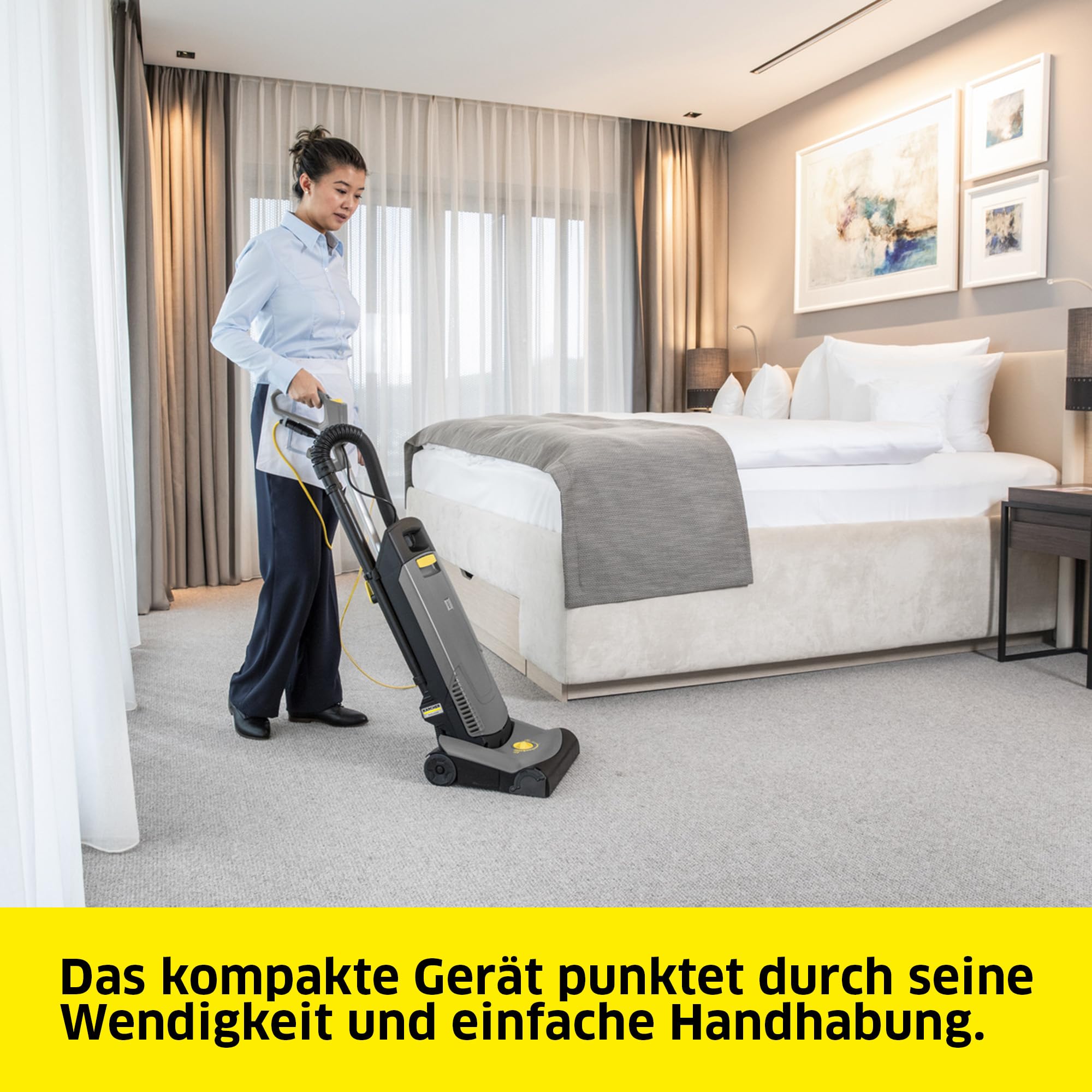 Kärcher CV 30/1 Teppichbürstsauger, Teppichsauger mit 300 mm Arbeitsbreite, für größere Flächen, Fliehkraftkupplung, 3-fach-Filtersystem, steckbares Kabel, werkzeugloser Bürstenwechsel