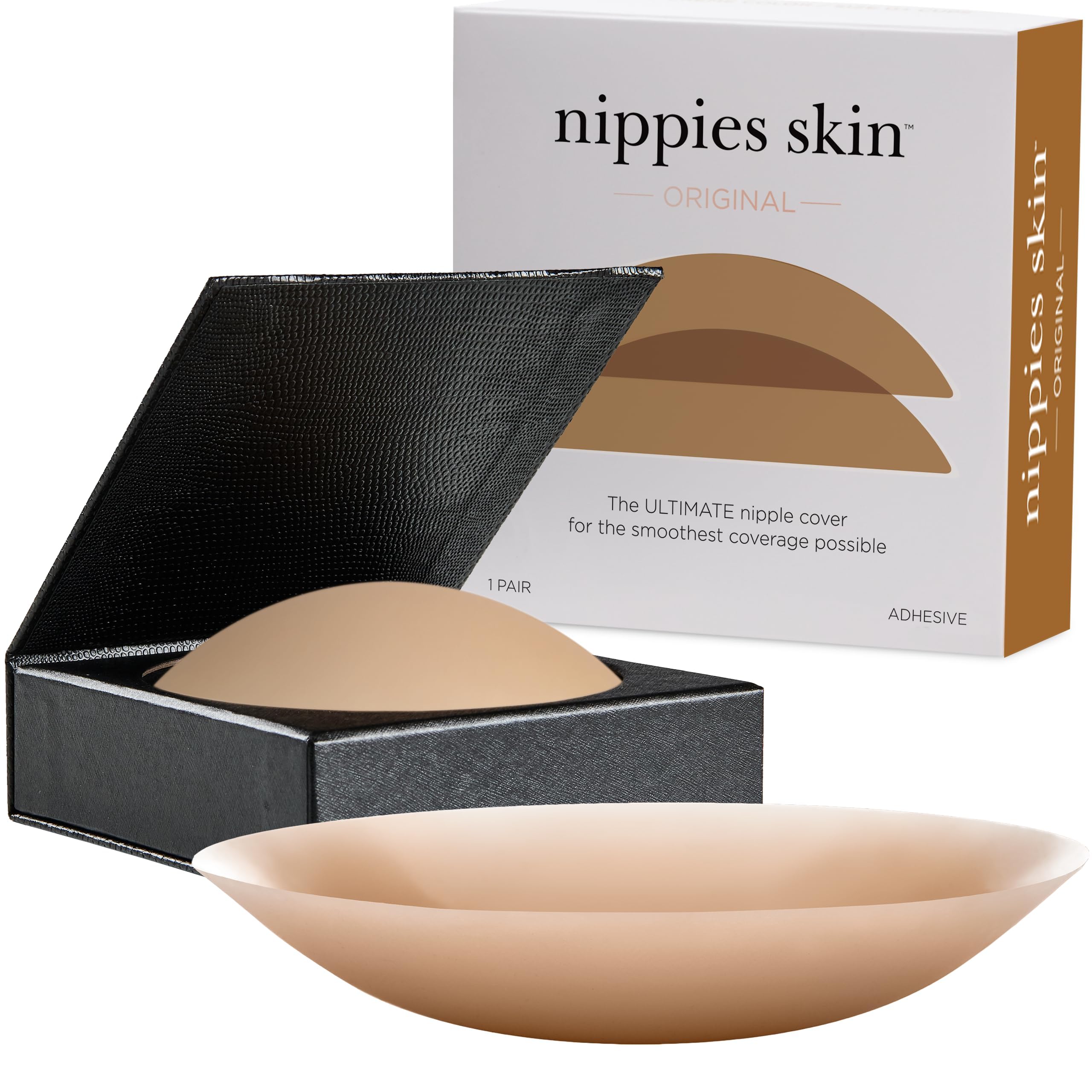 Nippies Nipple Covers for Women - Reusable Sticky Silicone Pasties with Travel Case - Original Circle or Lift Style Available