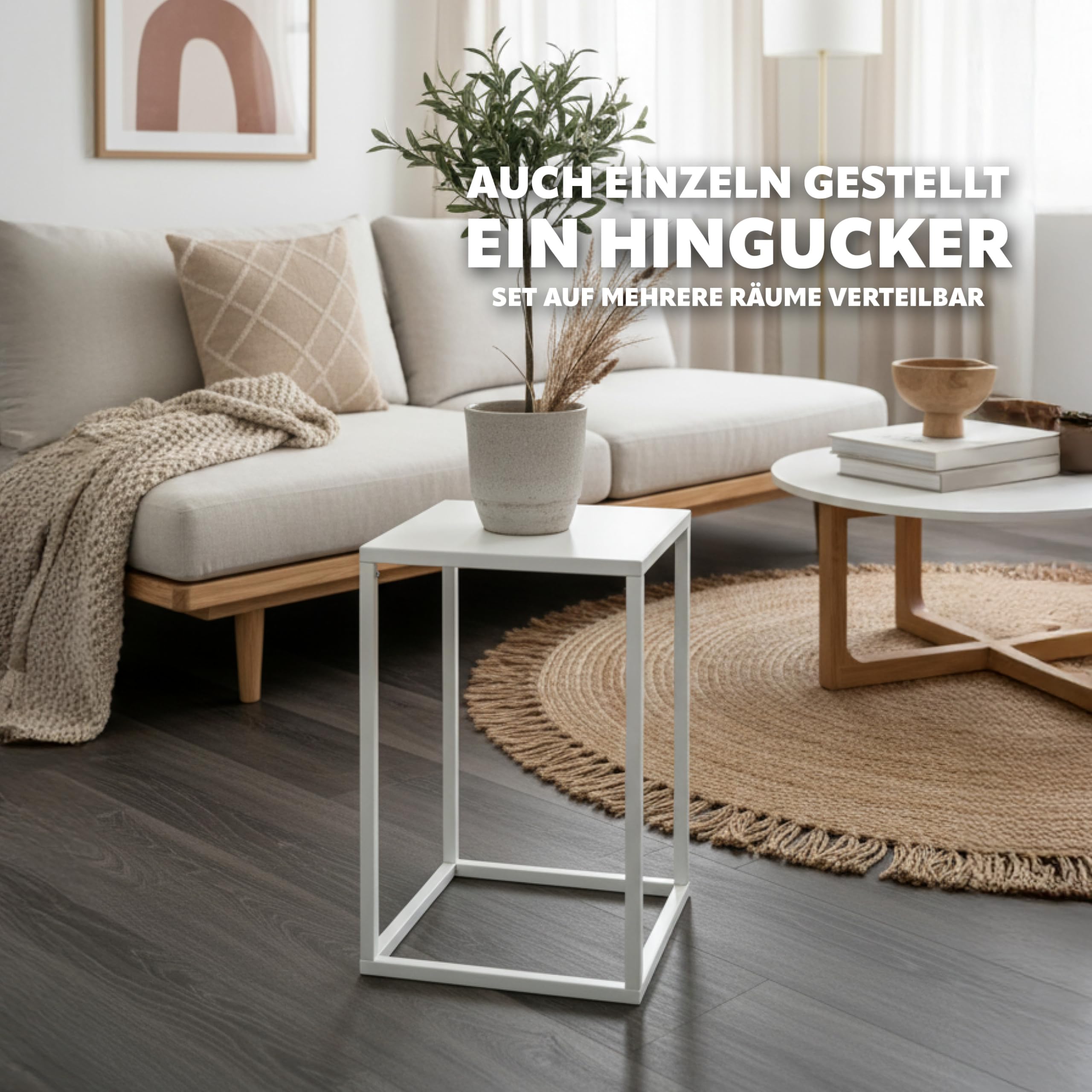 bremermann Blumenhocker 4er-Set, Metall-Pflanzenständer, moderne Blumensäule ideal für Wohnzimmer, Flur und Büro, stabiles und platzsparendes Regal für Dekoration und Zimmerpflanzen
