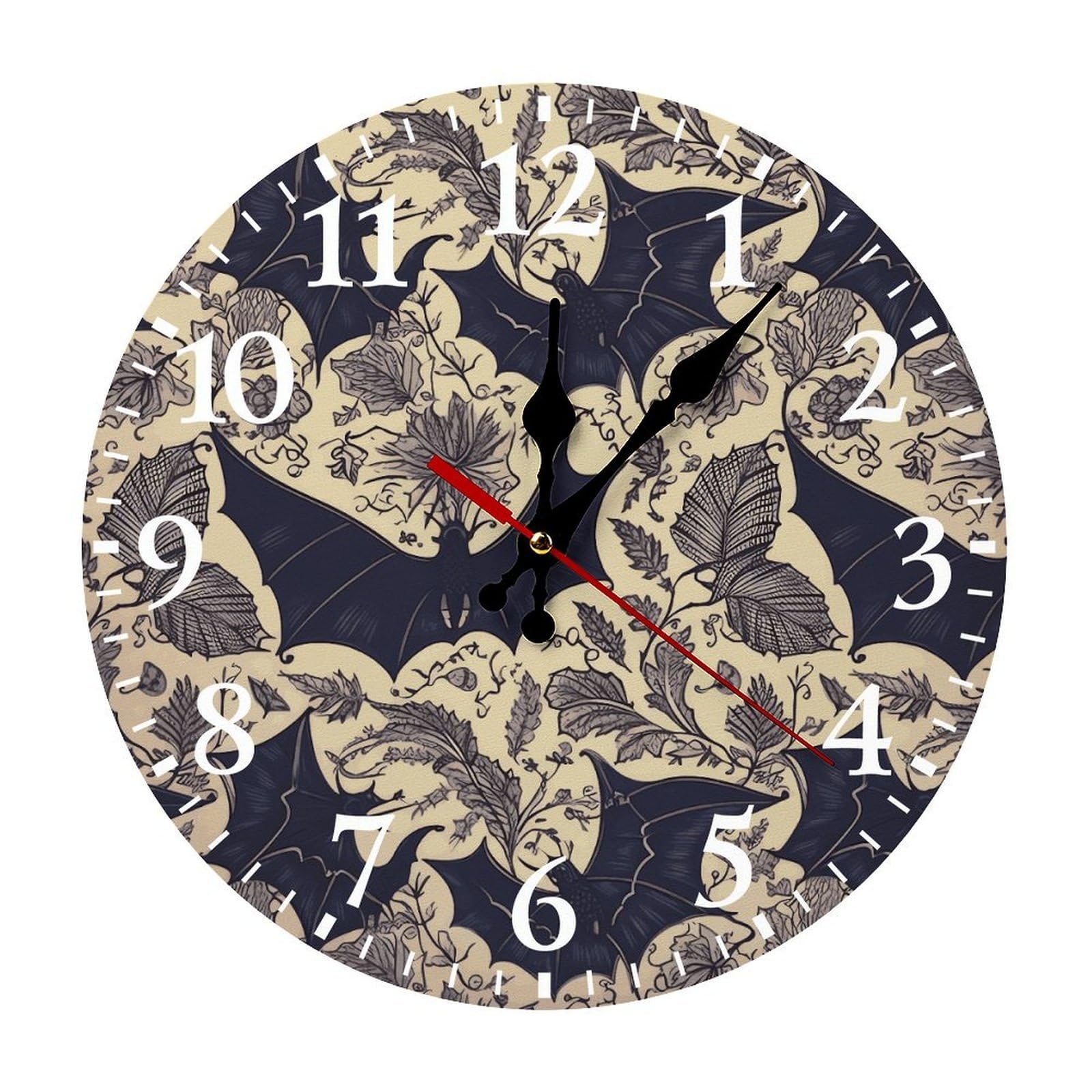 Horloge murale pour chambre à coucher au motif chauve-souris original