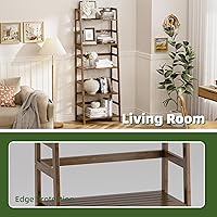 Vista 6 de Estante de escalera, estantería de 5 niveles, estantería resistente de bambú, estante de almacenamiento de madera abierta independiente, soporte