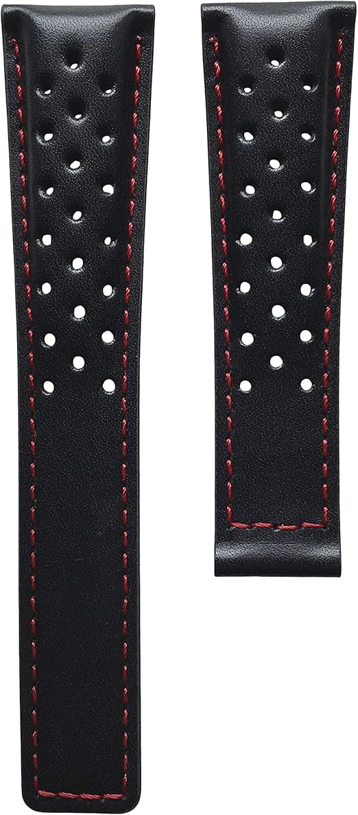 Swiss Time Watches Bracelet de montre en cuir véritable perforé 20 mm Noir  rouge Compatible avec TAG Heuer : Amazon.fr: Montres