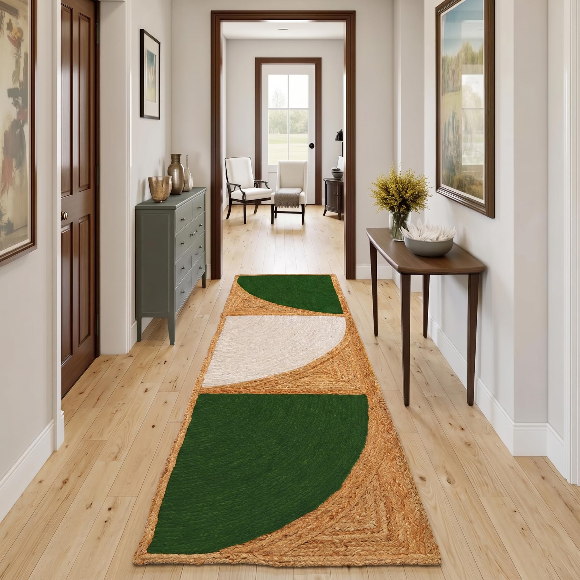 Tapis de couloir en jute vert anti-usure, revêtement de sol épais 0,7 cm pour entrées