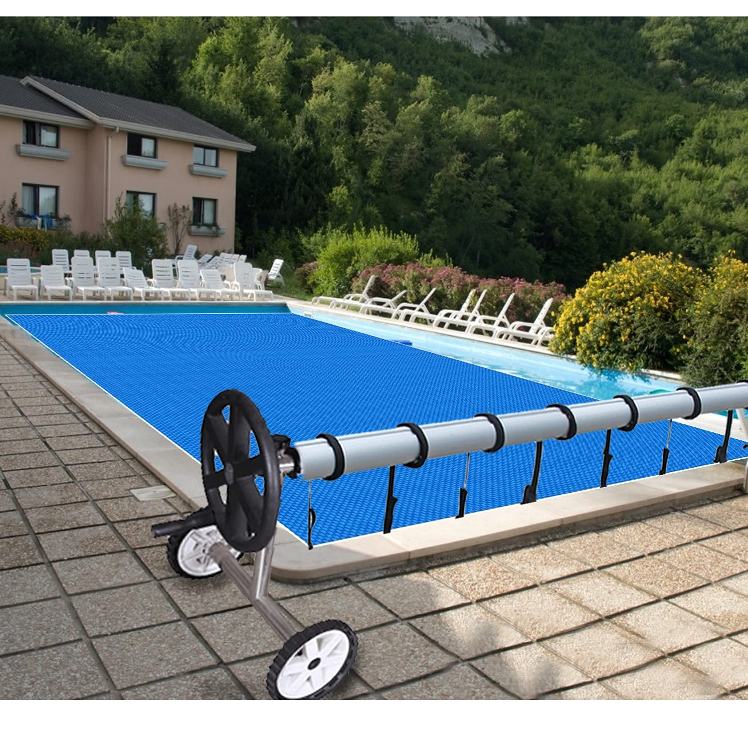 Juego de 8 bandas de sujeción para lona de piscina, bandas de sujeción universales y grapas fijas, accesorios fijos para lonas de piscina, lona solar, enrollador de piscina, sistema enrollable móvil