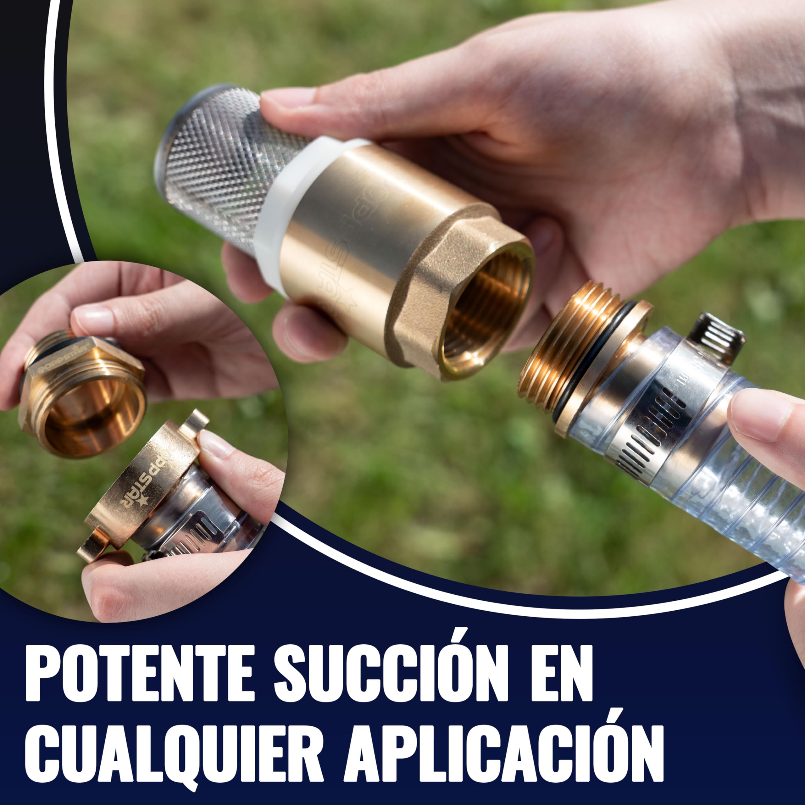 Manguera aspiración 1" 7m, diám. int./ext. 25/33mm, grosor pared 4mm, incl. cesta aspiración inox con válvula retención, tuerca unión 1 1/4" (41,9mm) diám. int. y reductor diám. ext. 1" (33,3mm)