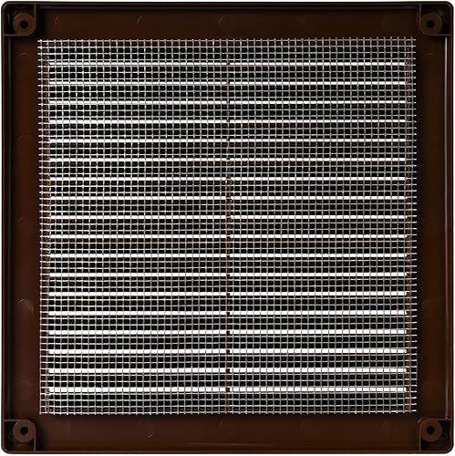 Miniatura 5 de Rejilla de ventilación cuadrada marrón de 6 x 6 pulgadas con malla protectora. Registrocubierta de ventilación de plástico ligero. Ventilación para