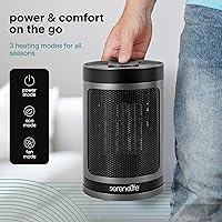 Vista 6 de SereneLife Smart Space Heater – 1500W Indoor Electric Heater with Thermostat, Remote Control, 12-Hour Timer, Wi-Fi Enabled PTC Ceramic Heating for