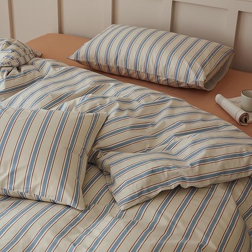 Juego de funda de edredón de algodón a cuadros tamaño matrimonial, juego de ropa de cama a cuadros de estilo moderno de 3 piezas para hombres y