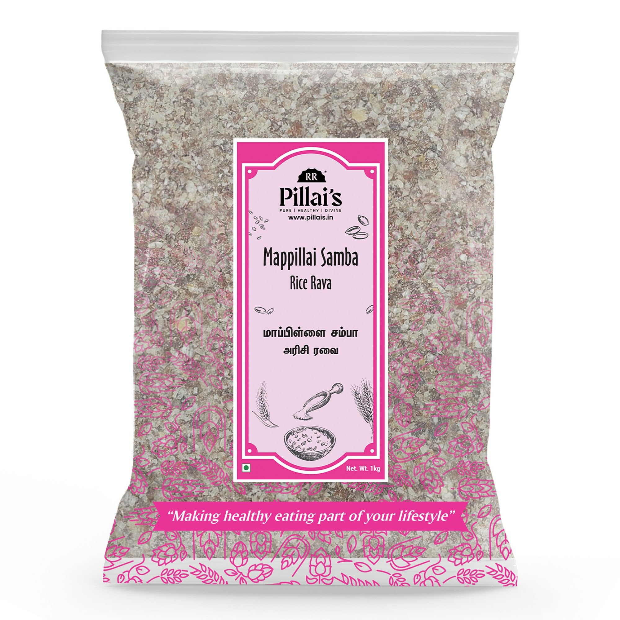 RR PILLAI'S Mappillai Samba Rice Rava, Sooji - 1kg, Rich in Iron and Fiber, Ideal For Upma and Porridge, Pouch (1kg)