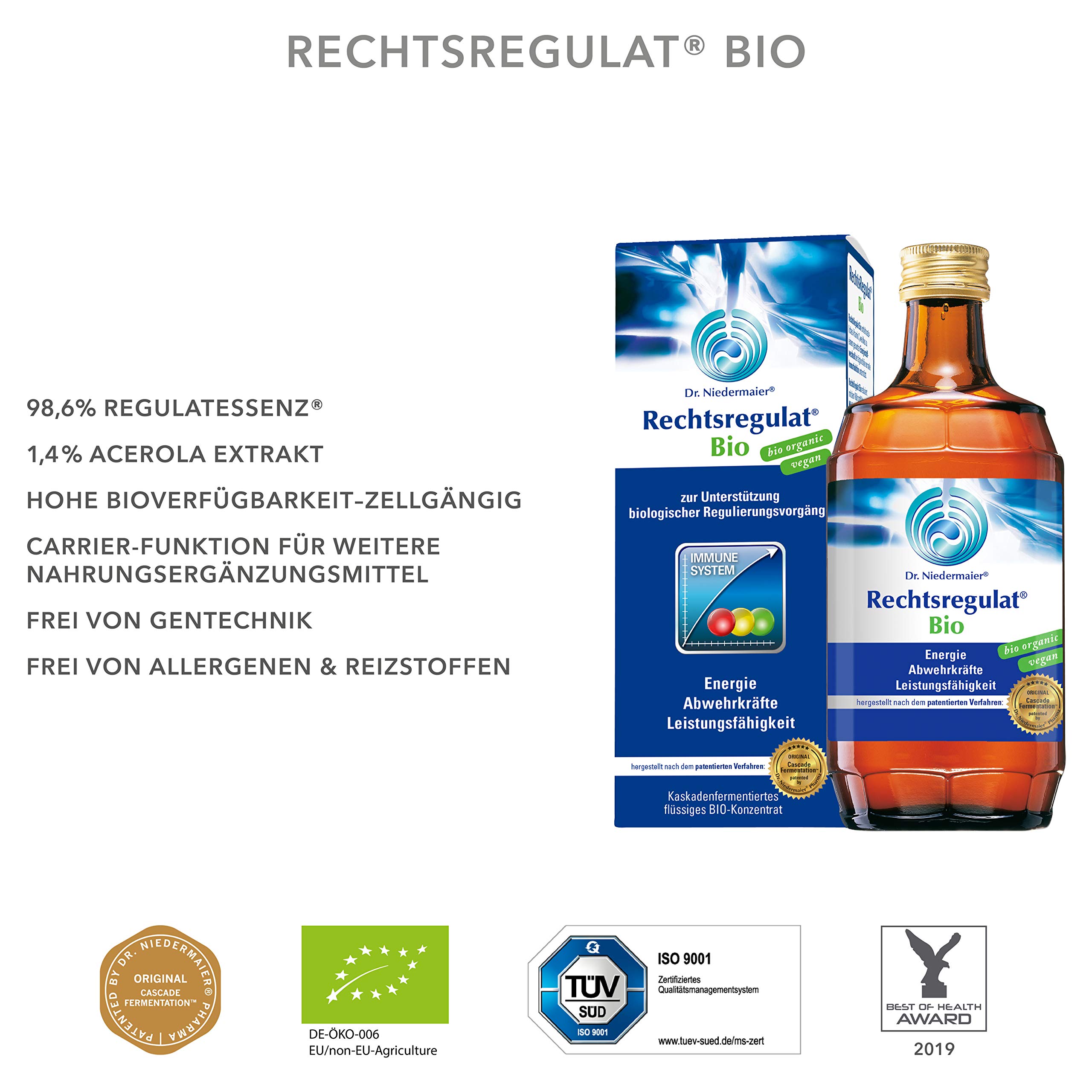 Dr. Niedermaier Rechtsregulat® Bio I enthält natürliches Vitamin C I Immunsystem stärken I fermentierte Enzyme für eine biologische, rein pflanzliche Immunregulierung I 2x 350ml (2er Pack)