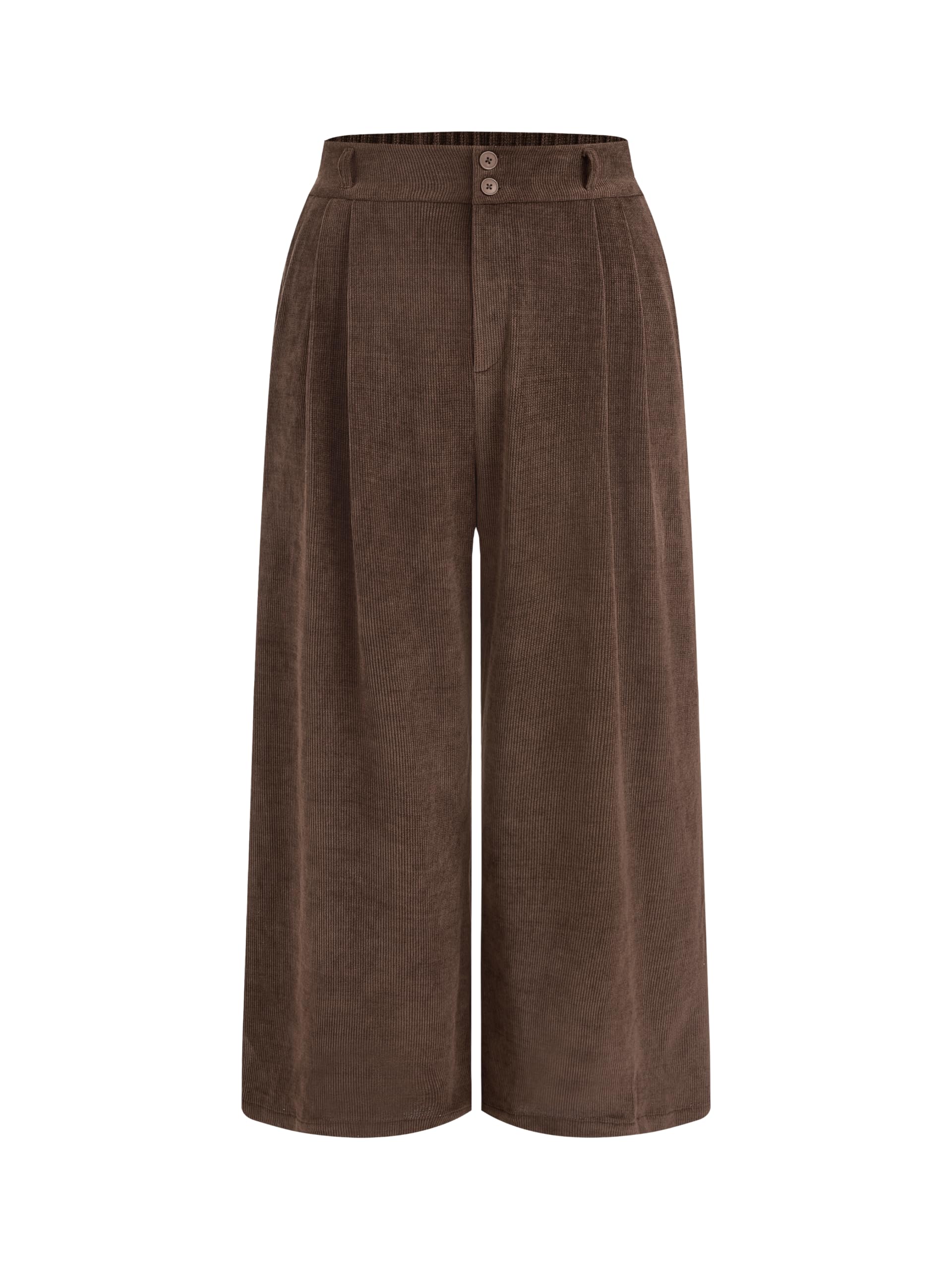 CIDER Corduroy High Waist Solid Pleated Wide Leg Trousers Curve Plus