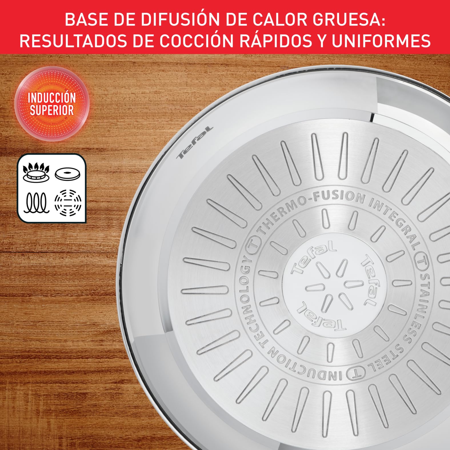 Tefal Comfort Max - Sartén de 26 cm, Apto inducción, antiadherente, revestimiento titanio, Thermo-signal,apto lavavajillas y horno, acero inoxidable — view 8