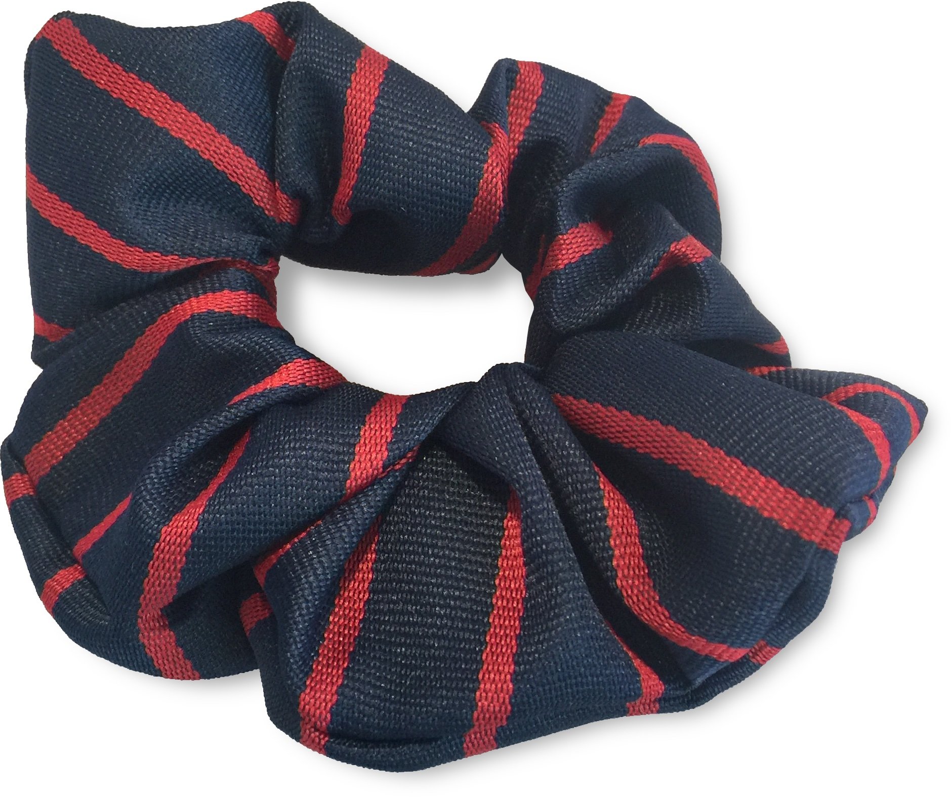 Great British Tie Club Girls Navy & Red Single Striped Elastic Hair Scrunchie Bobble School Uniform (Navy & Red)