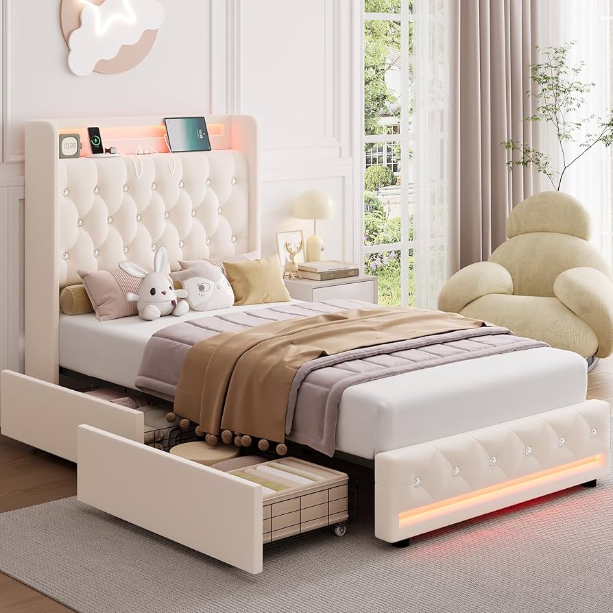 ベッドフレーム BED + MATTRESS with storage - 160x200 cm Amazon.com: Full Size Bed Frame with 4 Storage Drawers and
