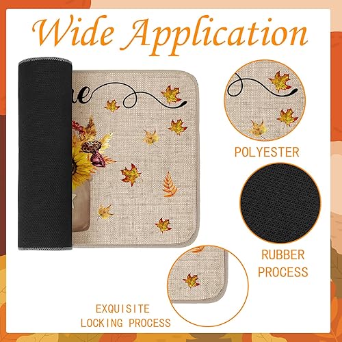 Miniatura 3 de Timgle Alfombra de Puerta de Bienvenida de Acción de Gracias Alfombra de Otoño de Granja Alfombra Antideslizante para Exteriores e Interiores Gnomo