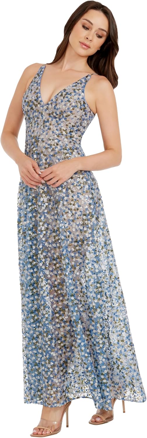 Dress The Population Womens Ariyah Fit and Flare Floor Length Dress - Image 3