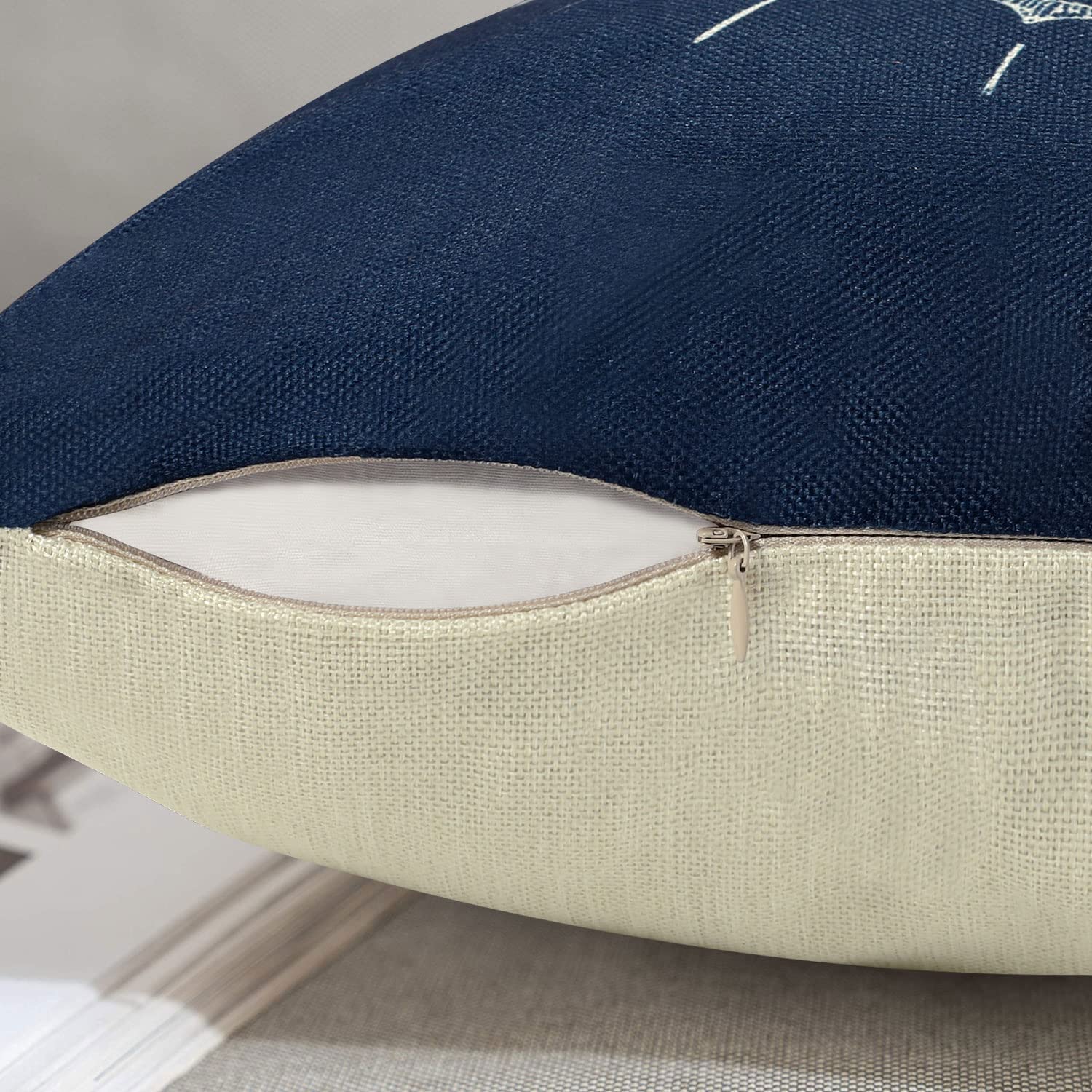 Federe Cuscini Decorativi per Divano Esterno Fodera per Cuscino in Lino Impermeabili Nautico Ancora Timone Bussola Barca a Vela Copricuscini 40x40 cm per Divani Casa Camera da Letto Decorazione 4 Pack