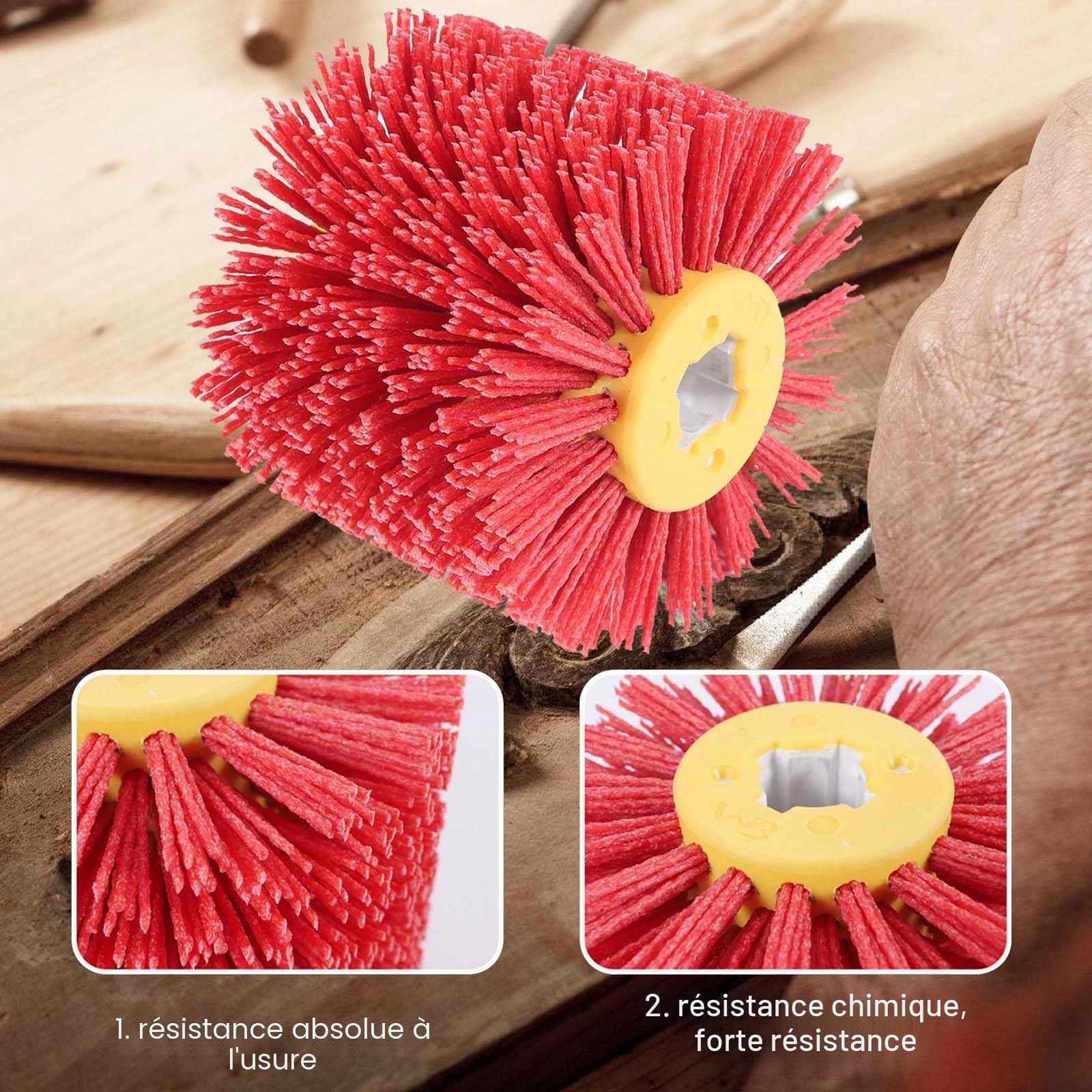 Brosse Nylon Abrasifs 80 Grain: 120x100mm Brosse de polissage, Brosse de Meulage pour Nettoyer/Dérouiller/Dégriser/ébavurer Compatible avec Rénovateur Exterieur (Rouge)