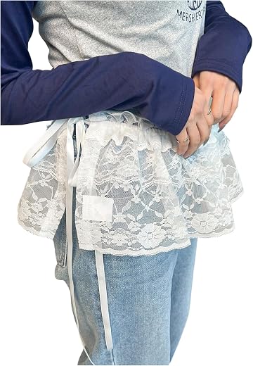 SweatyRocks Women's Sheer Lace Wrap Skirts Tie Side Ruffle Layered Mini Skirt