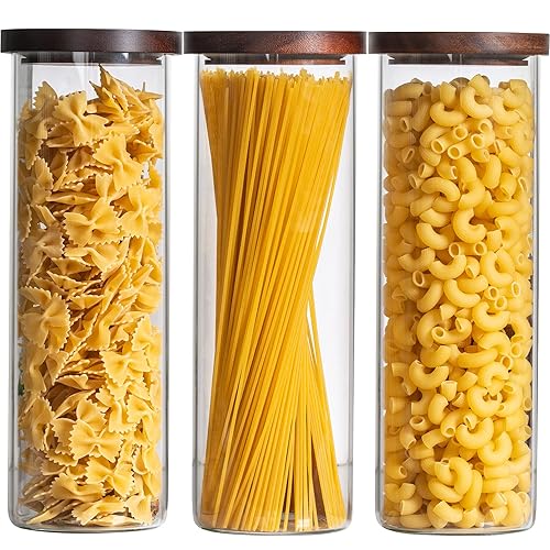 Round Pantry Jars with Brown Acacia Lids Best Kitchen Organizers on Amazon for Pantry
