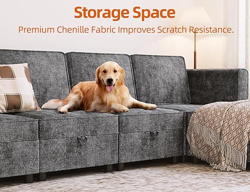 Miniatura 6 de IDEALHOUSE Sofá modular convertible, sofá en forma de U con almacenamiento y otomanas, sofá modular modular de 6 asientos con diván para sala de