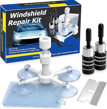 Windshield Repair Kit, Rock Chip Repair Kit, Windshield Chip Repair Kit, 2 Pcs Quick Fix Car Glass Repair Kit for Chips & Cracks, Automotive Nano Fluid Windshield Crack Repair KitAzure