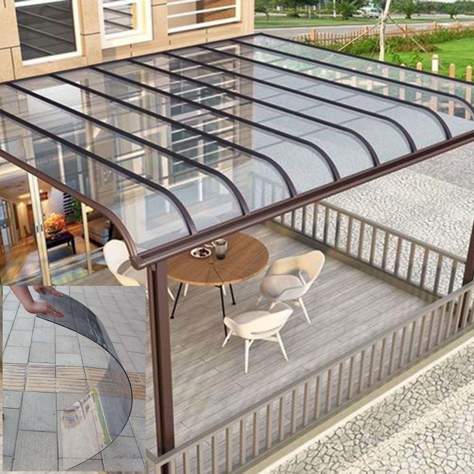 Hojas de policarbonato transparente duraderas de 2 mm para invernaderos, resistentes a la intemperie, a prueba de rayos UV, paneles de repuesto de alta claridad, gris, 0,8 x 10 m / 2.62x33ft