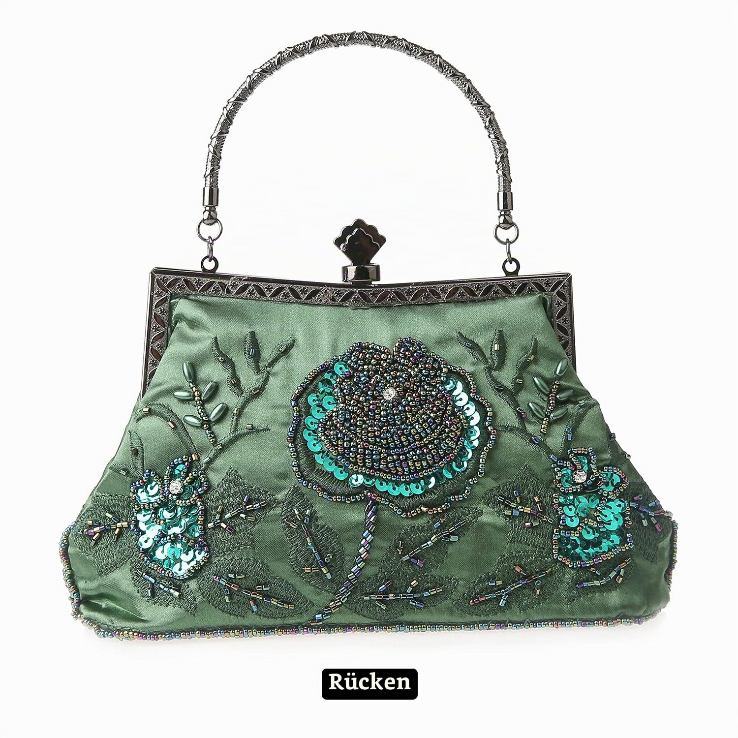 DA BODAN MMYOMI Vintage Floral Perlen Strass Stickerei Clutch Pailletten Hochzeit Abschlussball Tasche Braut Damen Crossbody Abend Handtasche