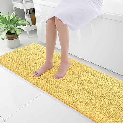 Miniatura 16 de Grandaily - Alfombras de baño de felpilla a rayas, extragruesas y absorbentes, antideslizantes, con fibras largas y suaves, lavables a máquina, para