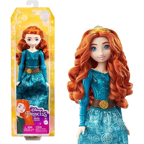 Mattel Disney Princess Toys, Merida Fashion Doll, Sparkling Look with Red Hair, Blue Eyes & Hair Accessory, Inspired by the Movie Brave