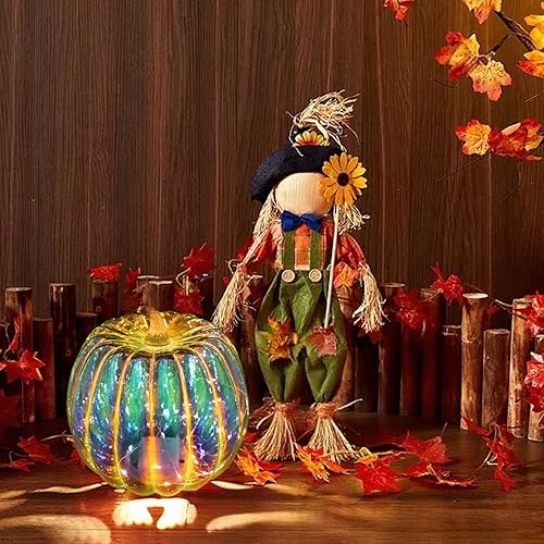 Miniatura 7 de Calabazas de cristal de noche estrellada, decoración de calabaza iluminada para otoño, Halloween y Acción de Gracias, calabaza para el hogar (B 1