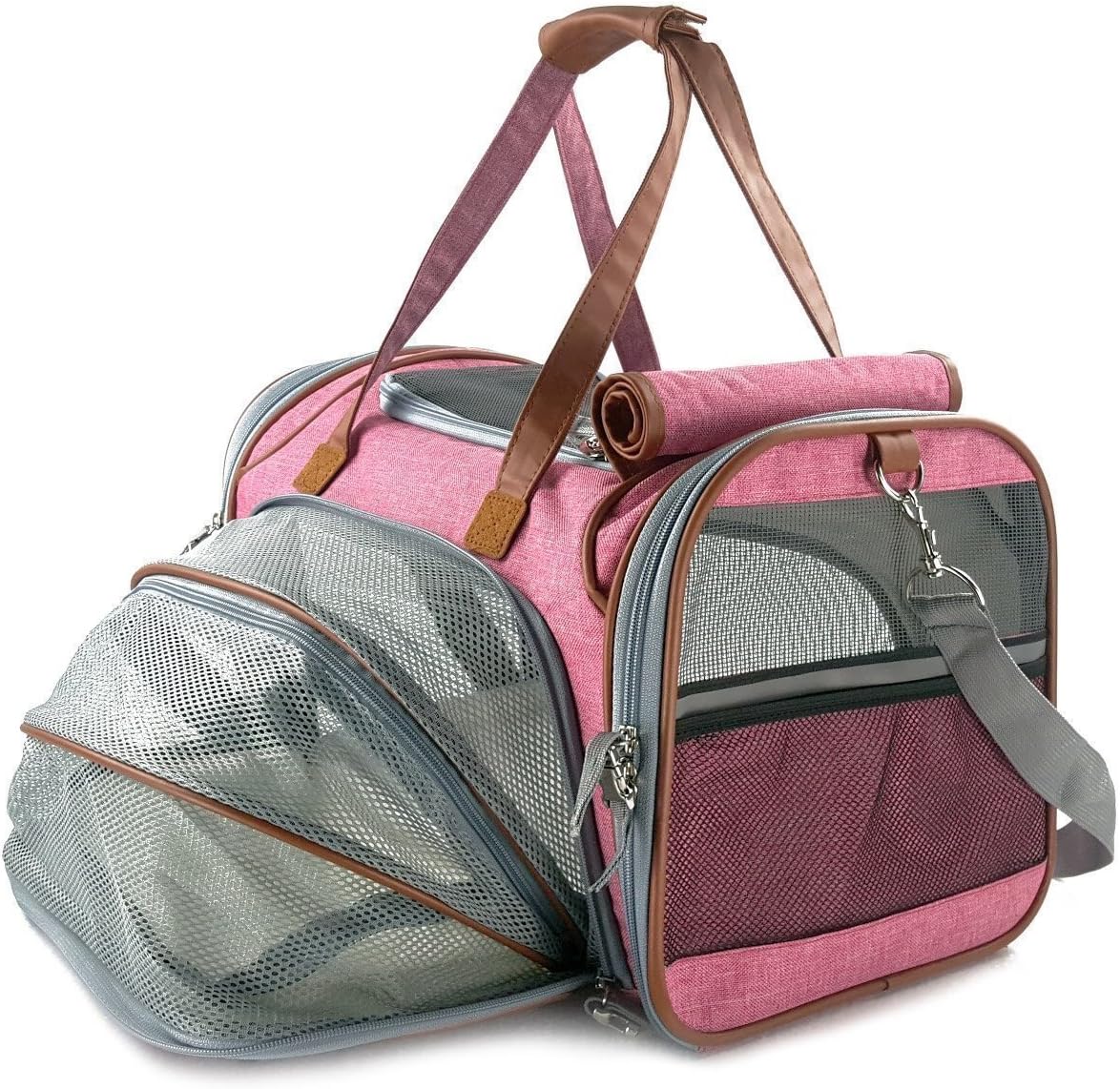 Petratronics Premium Deluxe Bolster Soft-Sided Fleece Bed for Dogs and Cats (Baby Pink, Expandable)