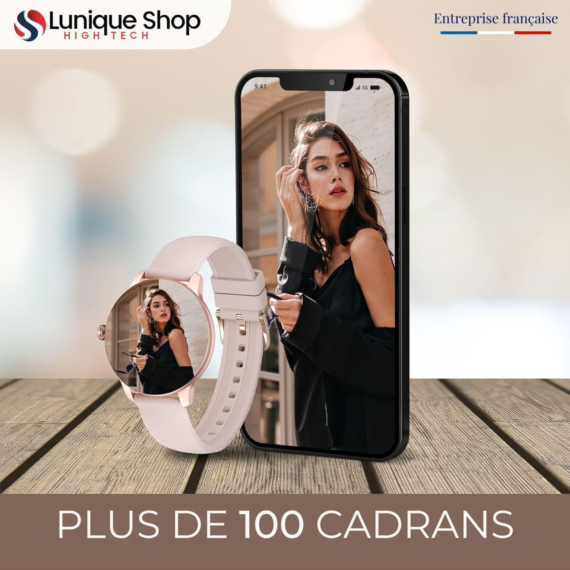 Montre Connectée Femme Ronde LSFIT | Montre Petite Taille | Moniteur Sommeil spO2 podometre | Fréquence Cardiaque | Montre Intelligente Adolescente Fille | Compatible Android iOS