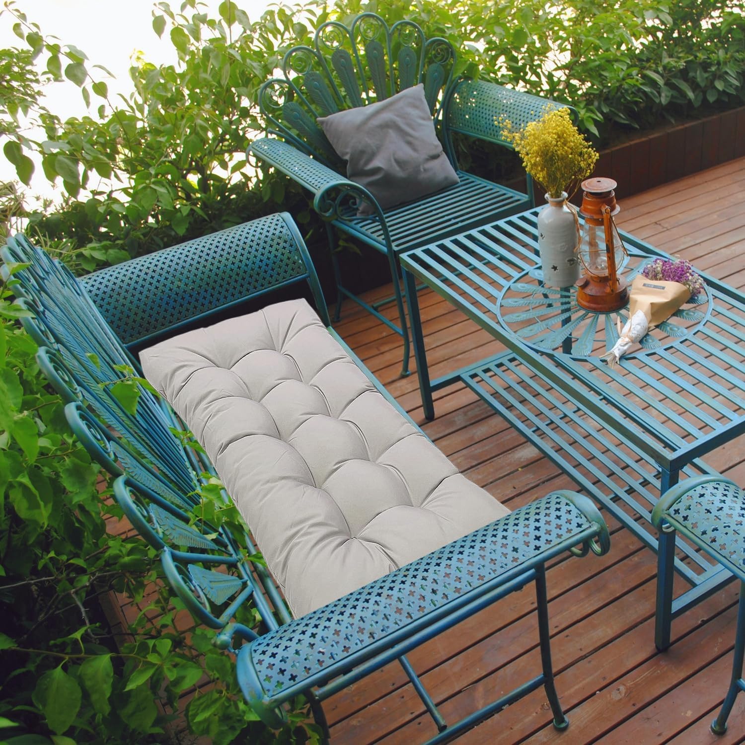 Srutirbo Waterproof Outdoor Bench Cushion, 51"x20", Swing Cushion Patio Furniture Cushions 3 Seater, for Garden Patio Furniture Lounger Bench (Light Grey)
