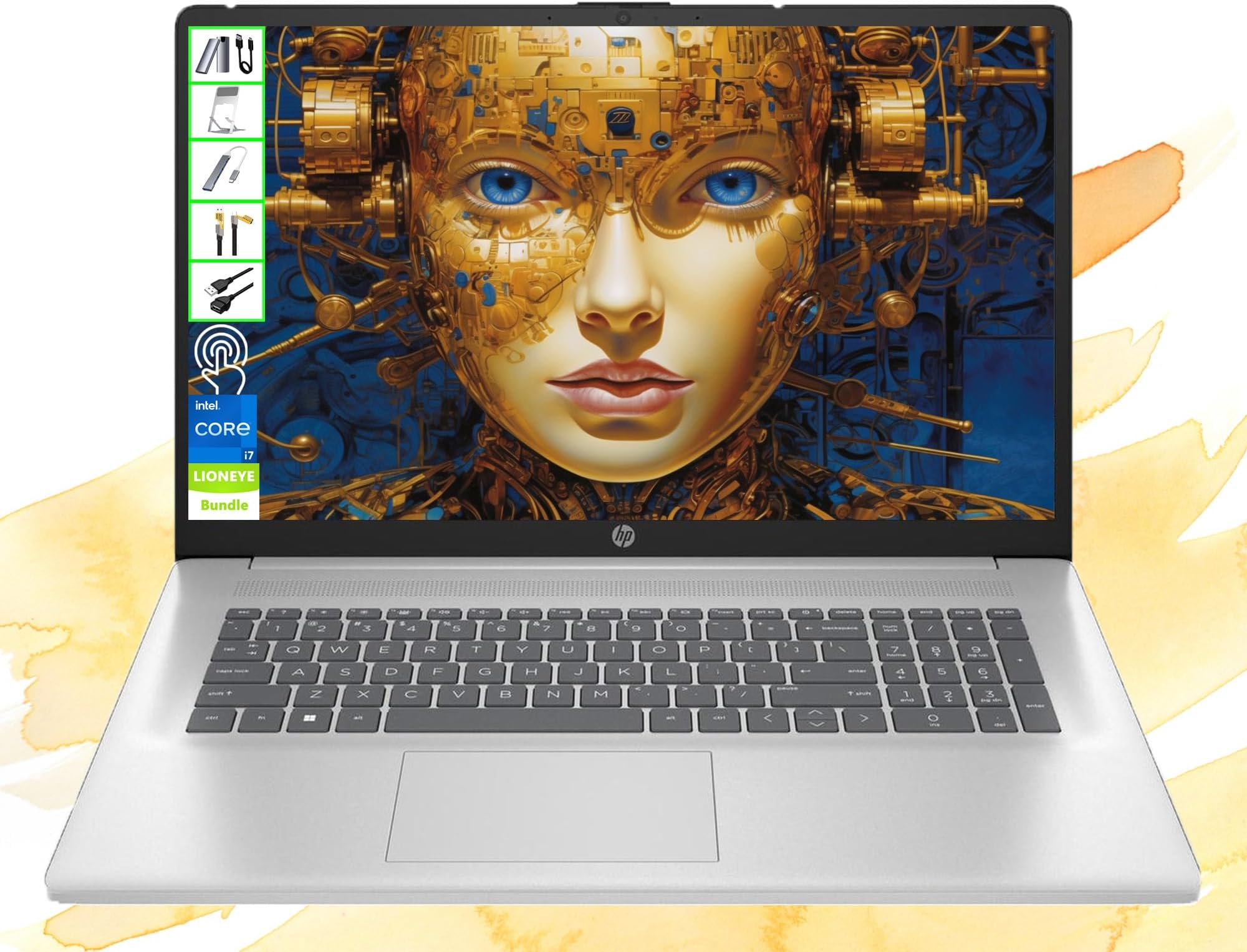 HP 17.3" Touch Screen 2025 Upgraded Laptop Computer | 13th Gen Intel i7 10-Core CPU | 32GB RAM| 1TB SSD + 128GB Portable SSD| Backlit Keyboard| Fast Wi-Fi 6| Long-Battery Life| Windows 11| LE Bundle