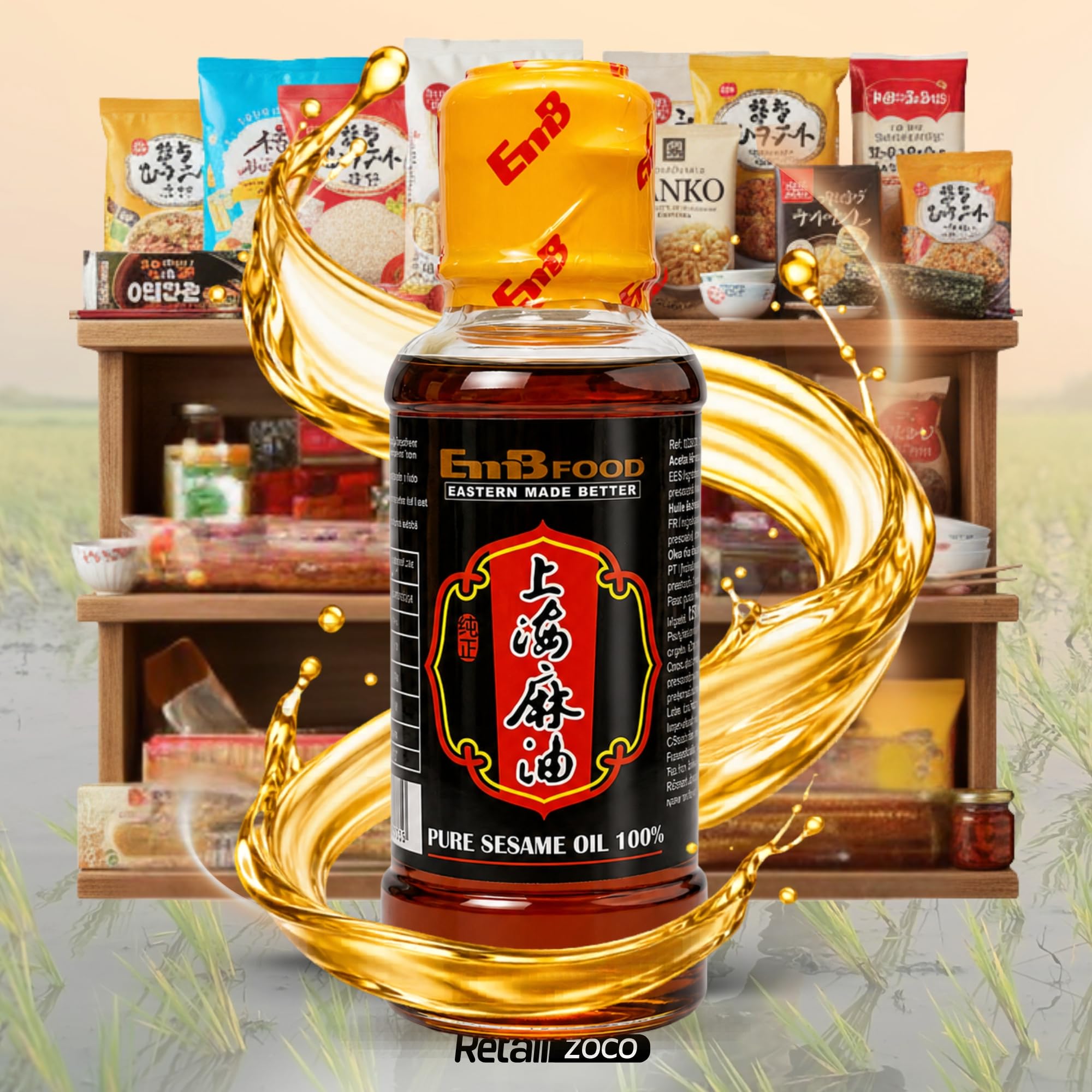 Aceite de Sésamo Puro 100% Tostado, 150 ml, para Wok, Ramen, Sushi