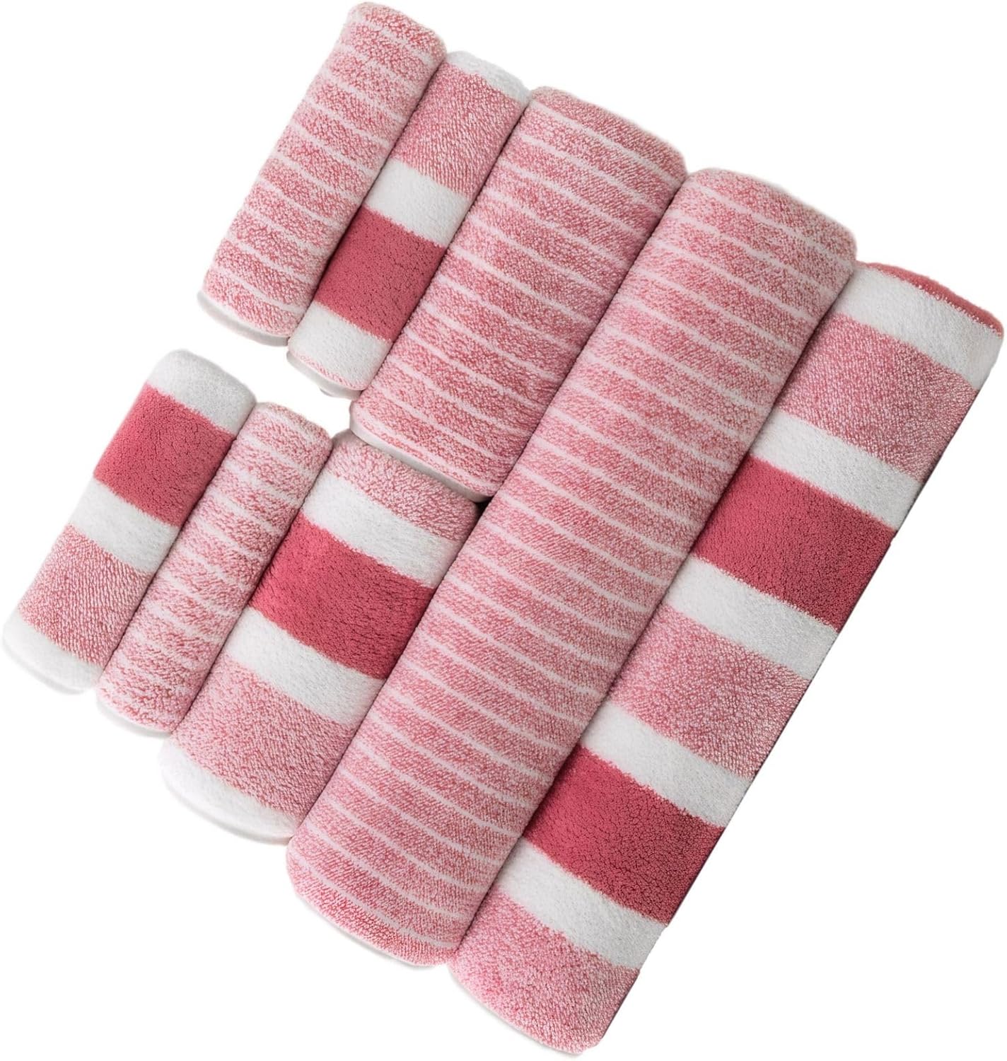 8 Piece Bath Towel Set with Coral Fleece Luxury Towels for Bathroom and Spa Use