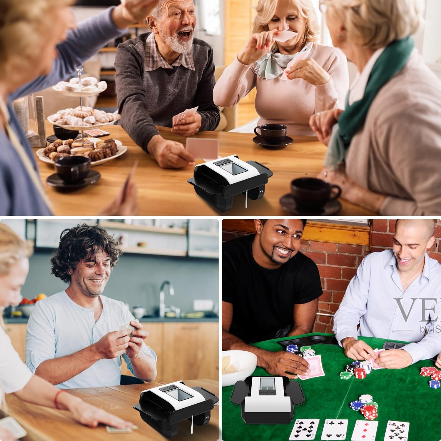 Automatic Card Shuffler - Electric One-Press Shuffler Machine 2000mAh Rechargeable 1-2 Decks for Poker UNO Blackjack Phase 10 Card Shuffler 2 Deck Automatic & Manual Mode