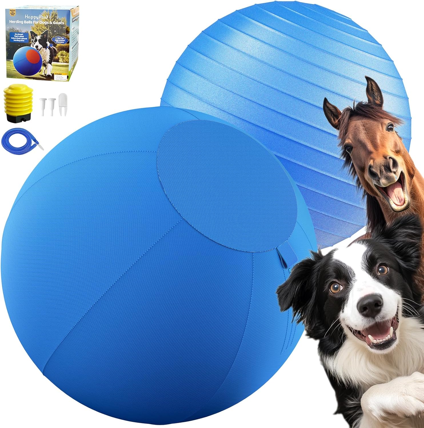 Happypaw 3.0 Upgrade 25'' Herding Ball for Dogs – Enhanced Chew Resistance & Heavy-Duty Material, Dog Toy Agility Equipment for Australian Shepherds, Collies, Includes 5 Repair Patches