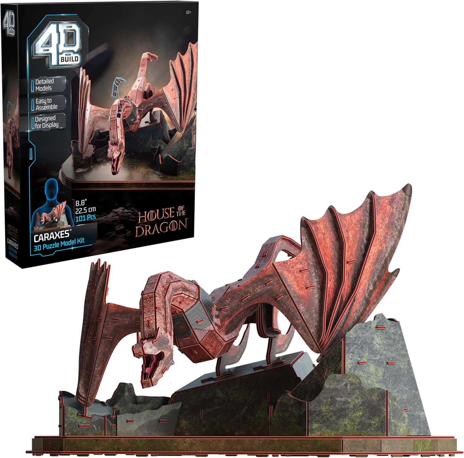 4D Build, House of The Dragon Dragon 3-Pack 3D Model Kit, Game of Thrones Collectibles & Desk Décor, Adult Puzzle, Building Toys, 3D Puzzles for Adults & Teens, 350 Pieces, for Ages 12 & Up
