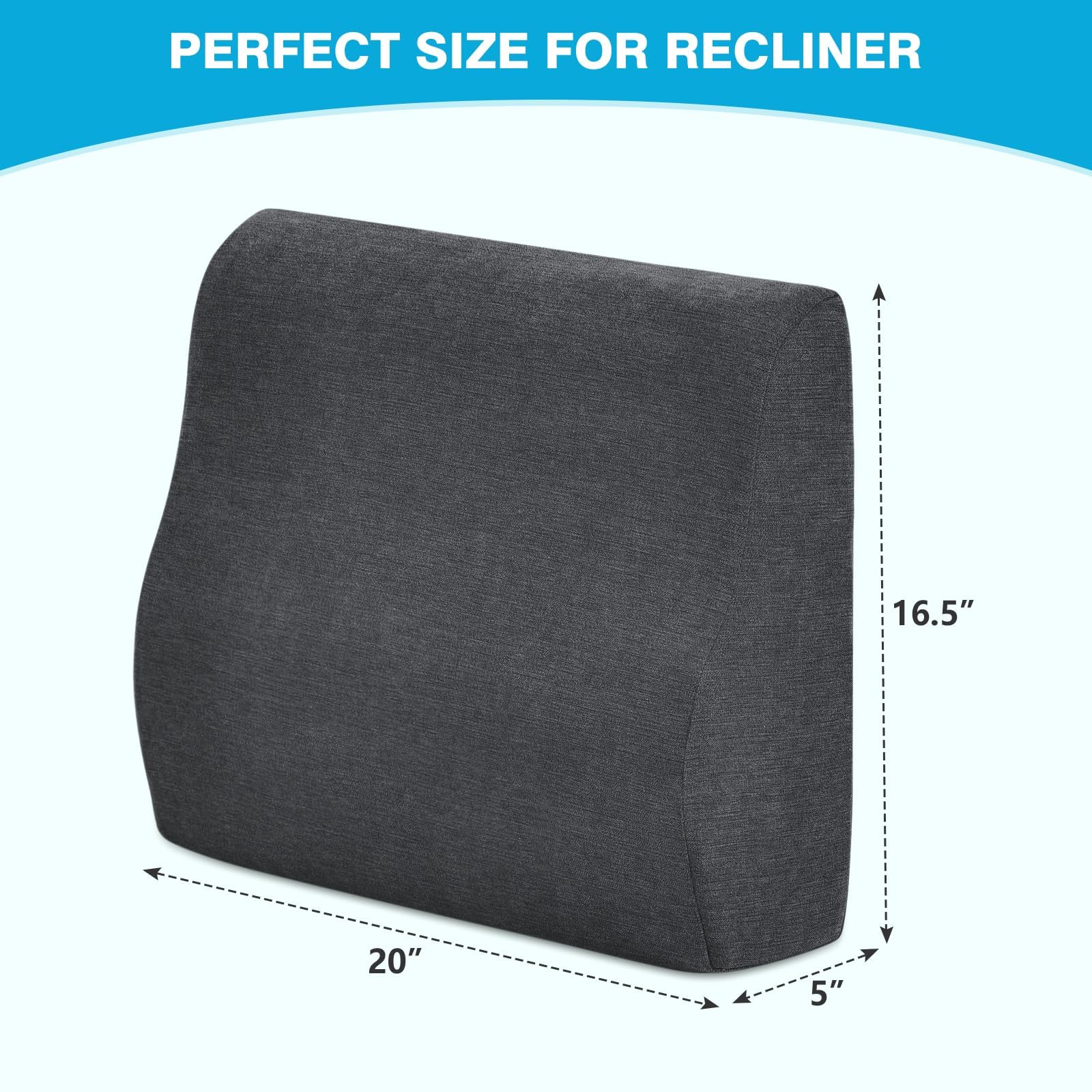 Coussin de soutien dorsal pour fauteuil inclinable, coussin de soutien lombaire double couche avec gel mousse à mémoire de forme, coussin orthopédique ergonomique pour personnes âgées,