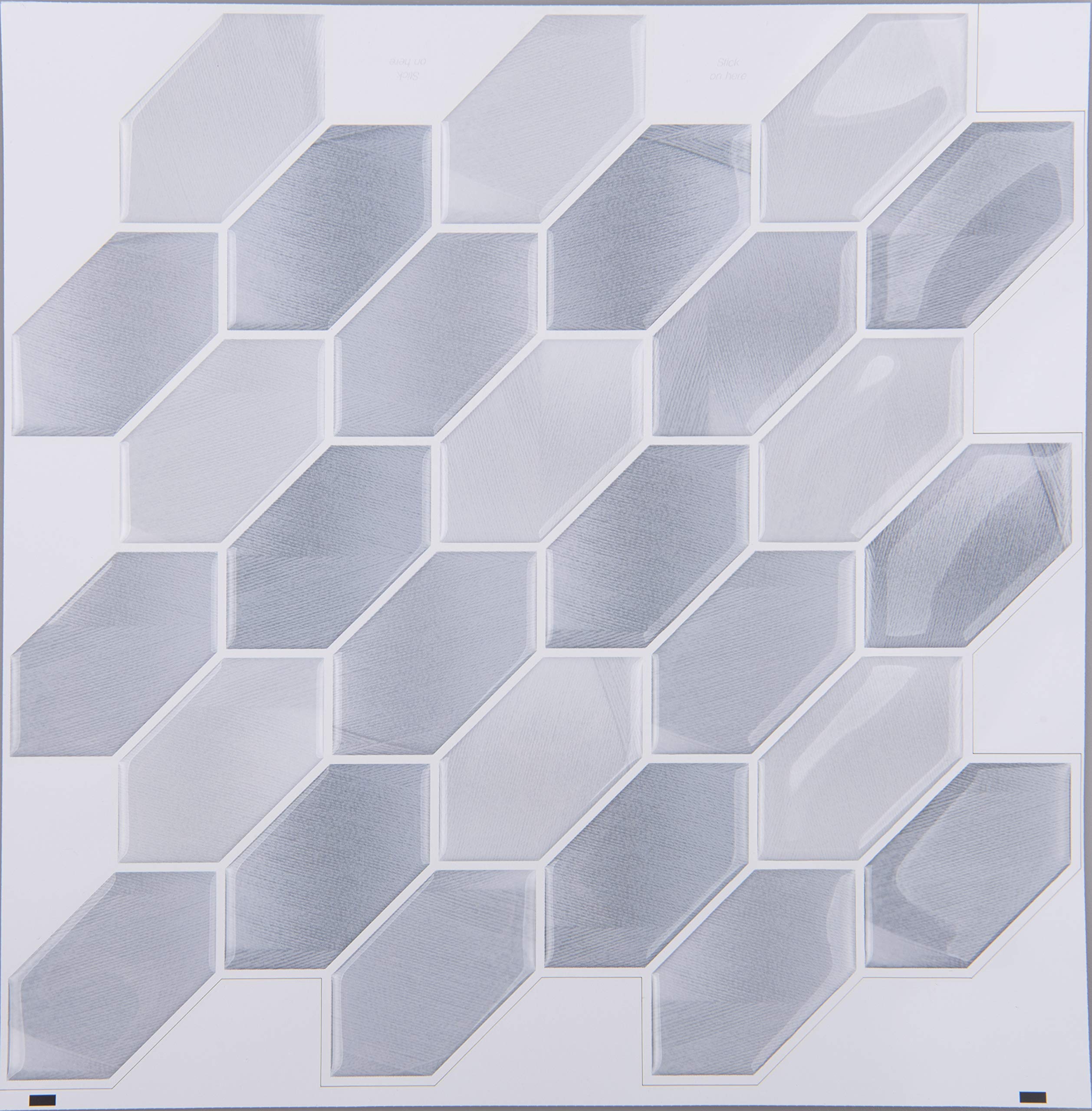 STIQUICK TILES Peel and Stick Backsplash - for Kitchen Decorative Tiles (10 Sheets) (10" X 10" 10 Sheets, Fabric Hexa Grey)