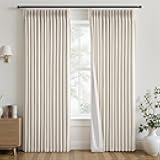 Topfinel Oatmeal Blackout Pinch Pleated Curtains 84 Inch Long 2 Panels Set, Flax Linen Bedroom Curtains Energy-Efficient Temperature Regulators, Classic Neutral Boho Tone Drapes, Oatmeal 40