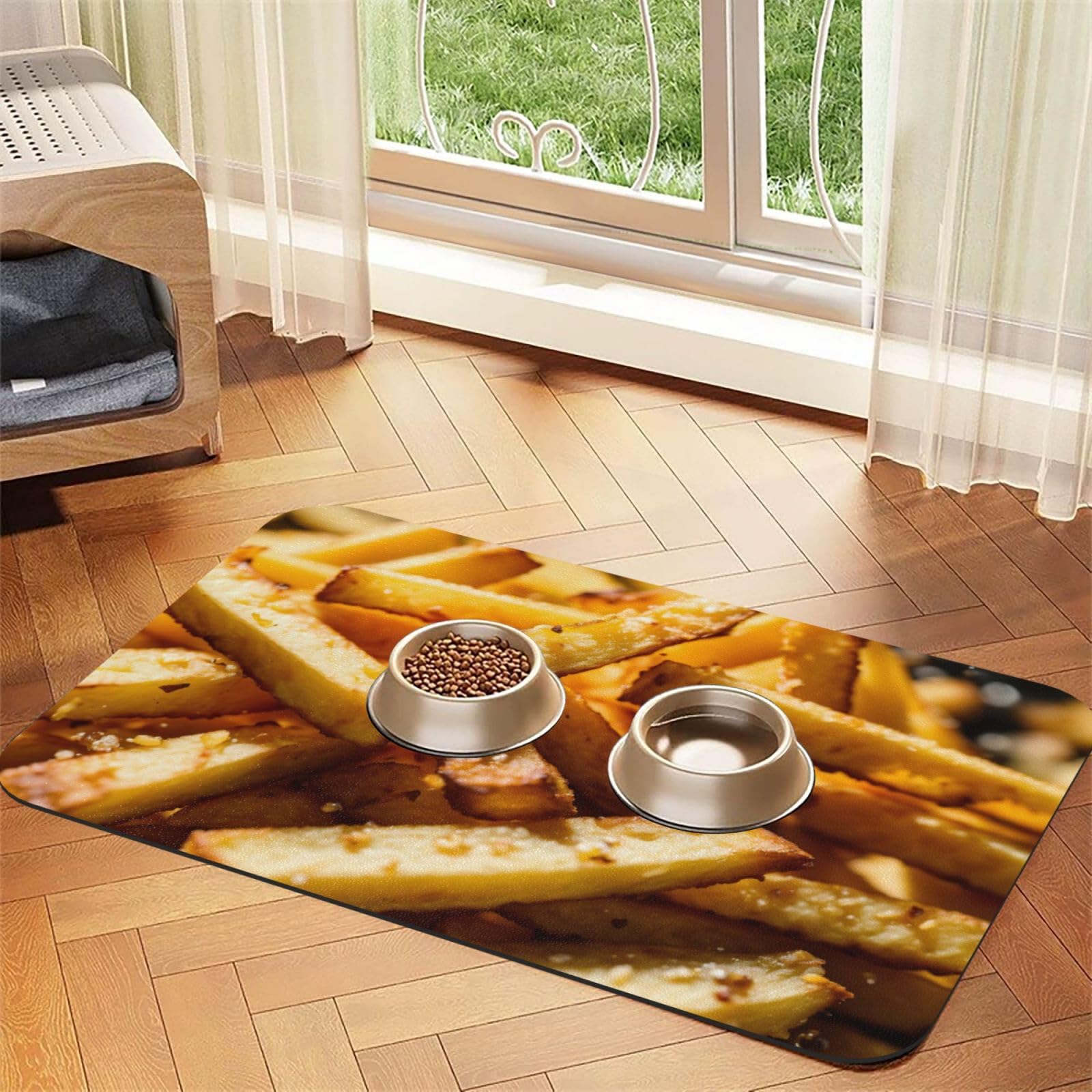 Tapis d'alimentation pour chien en caoutchouc pour une cuisine propre