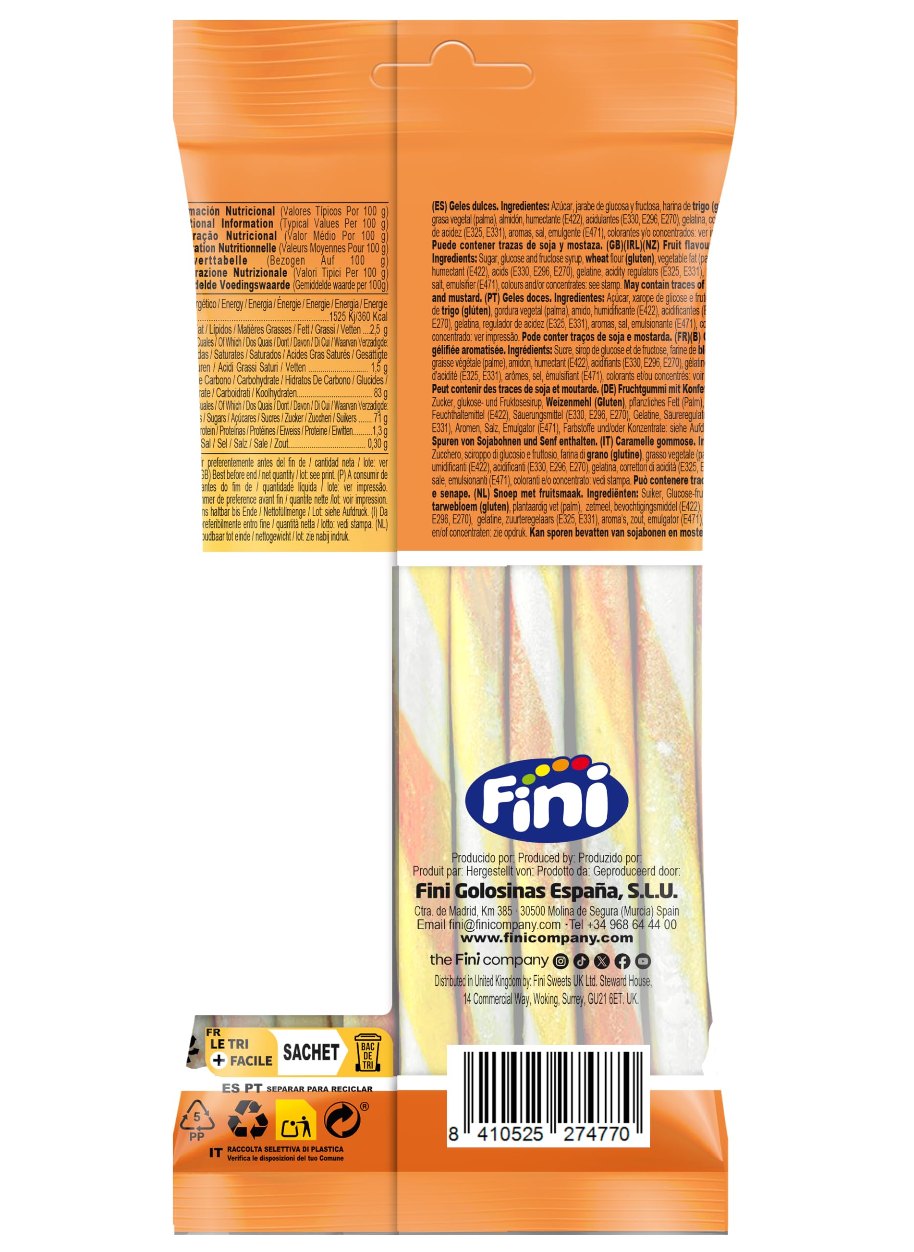 Fini Golosina Tubes Creamy Regaliz 80 gr Chuche Sabor Mango and Cream