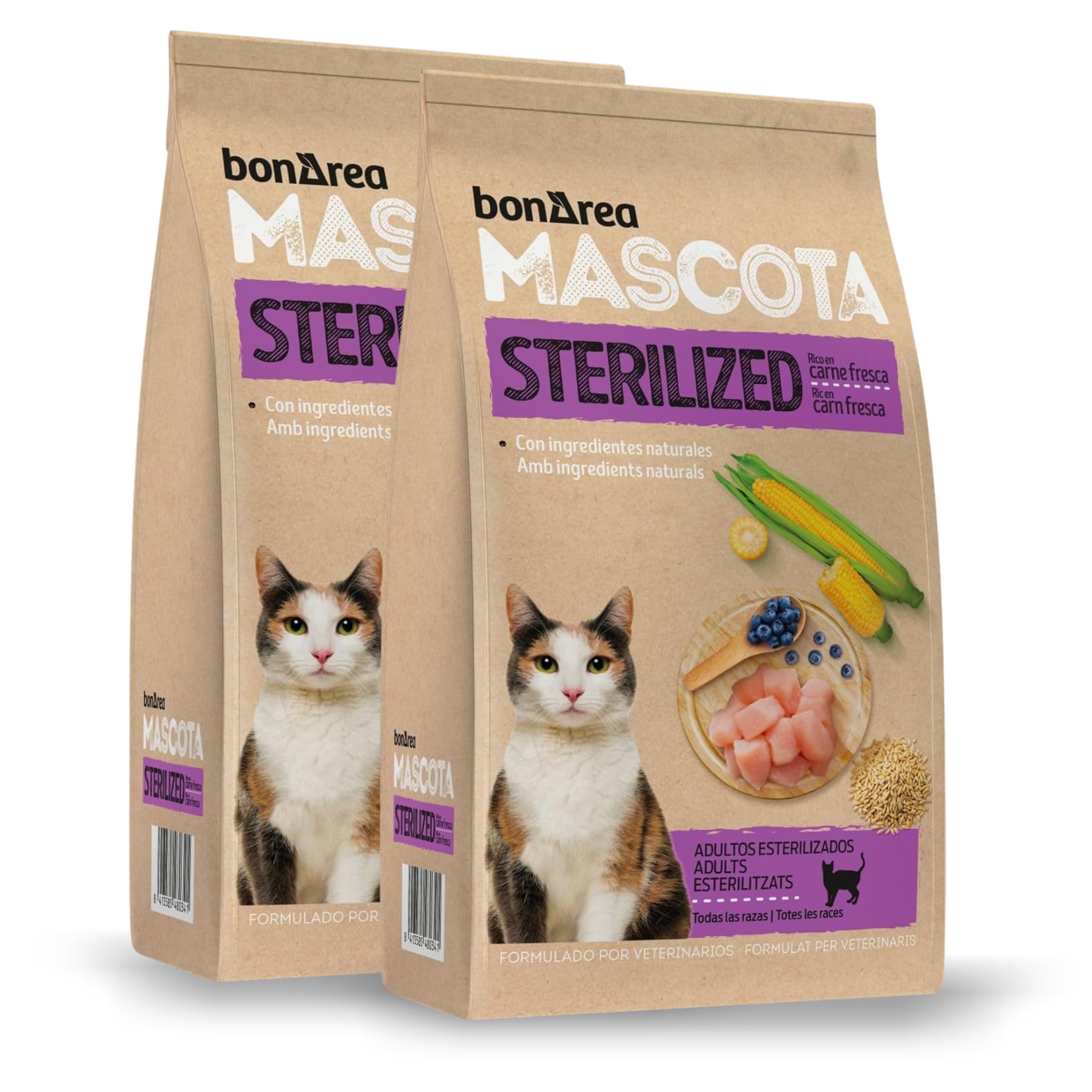 BonÀrea - Pienso para Gatos Esterilizados Pack de 2 x 3KG - Contiene Carne Fresca - Elaborado con Ingredientes Naturales - Alimento Completo y Equilibrado - Fabricado en España - Esterilizado