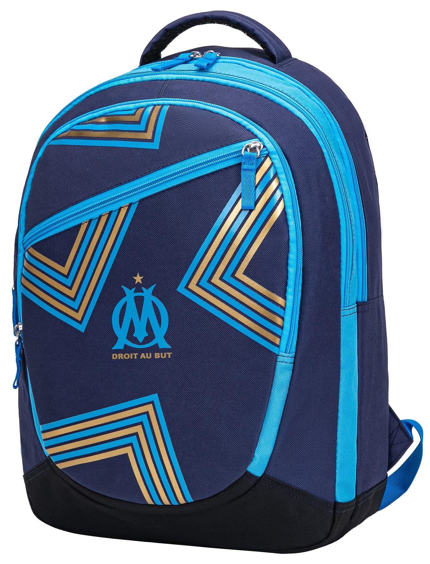 Olympique de Marsella - Mochila escolar con 3 compartimentos para colección oficial – azul, 32 x 45 x 16 cm, poliéster, unisex, Ligue 1, bandolera, mochila, azul, 32 x 45 x 16 cm
