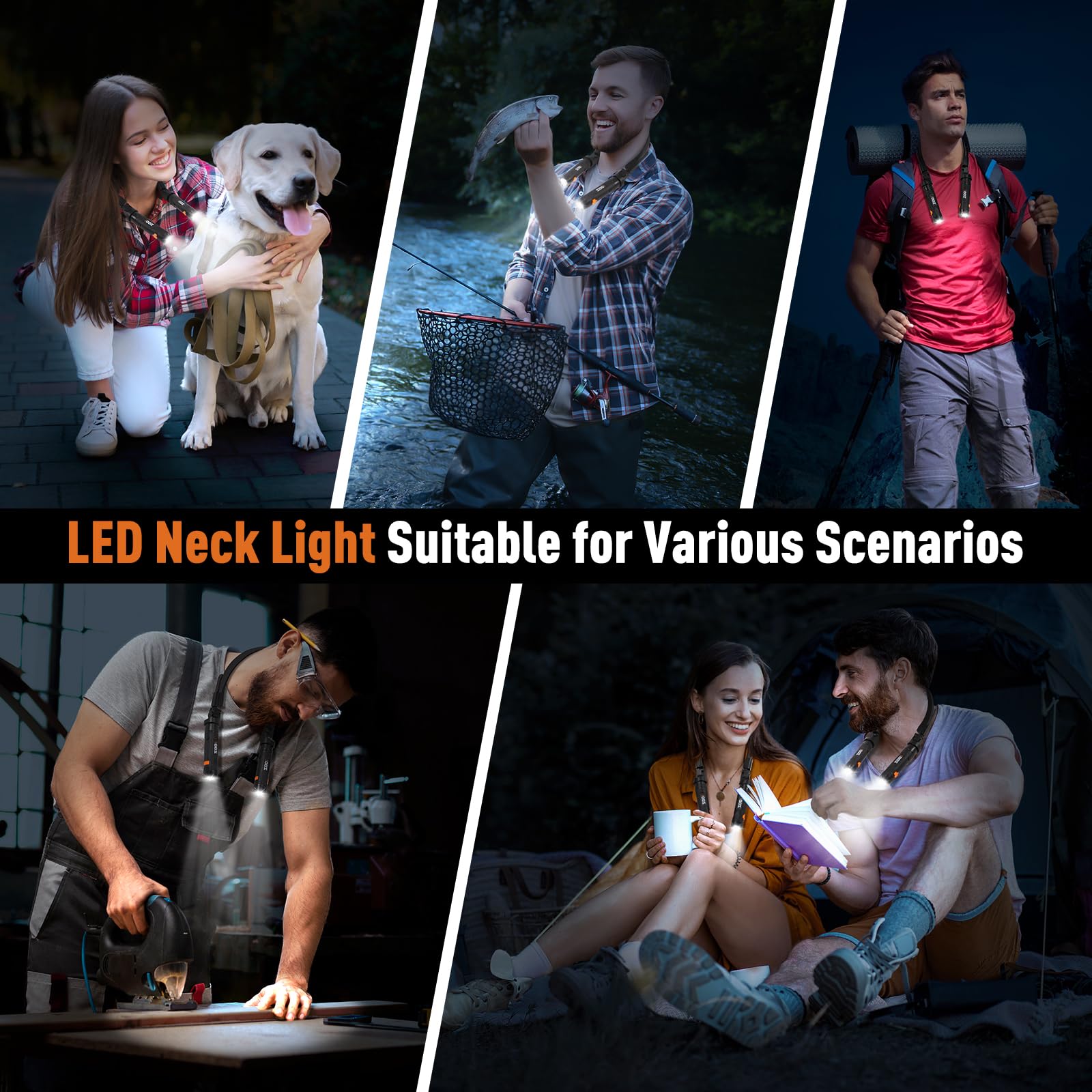 ZOOI Cadeaux pour hommes, cadeau de fête des pères pour papa, lampe de lecture magnétique amovible, gadgets d'anniversaire pour hommes, cadeau de fête des pères, lampe de cou, gadgets de camping